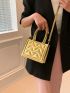Quilted Square Bag Mini Double Handle Metallic Funky
