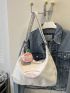 Litchi Embossed Hobo Bag Letter Print With Bag Charm For Daily