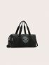 Letter Print Fashion Travel Bag Black Portable