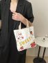 Small Square Bag Cartoon Rabbit Pattern Double Handle For Daily