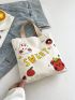 Small Square Bag Cartoon Rabbit Pattern Double Handle For Daily