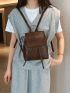 Small Flap Backpack Brown Minimalist For Daily