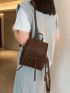 Small Flap Backpack Brown Minimalist For Daily