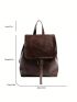 Small Flap Backpack Brown Minimalist For Daily