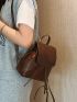 Small Flap Backpack Brown Minimalist For Daily