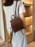 Small Flap Backpack Brown Minimalist For Daily