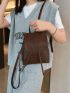 Small Flap Backpack Brown Minimalist For Daily