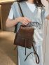 Small Flap Backpack Brown Minimalist For Daily