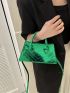 Chevron Pattern Baguette Bag Green Fashionable