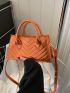 Chevron Pattern Baguette Bag Orange Fashionable