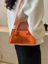 Chevron Pattern Baguette Bag Orange Fashionable