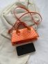 Chevron Pattern Baguette Bag Orange Fashionable