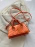 Chevron Pattern Baguette Bag Orange Fashionable