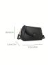 Black Square Bag Flap Adjustable Strap For Daily