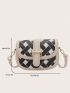 Small Saddle Bag Colorblock Flap For Daily