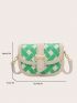 Small Saddle Bag Colorblock Flap For Daily