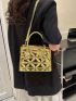 Quilted Square Bag Gold Funky Double Handle