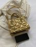 Quilted Square Bag Gold Funky Double Handle