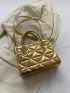 Quilted Square Bag Gold Funky Double Handle