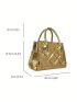 Quilted Square Bag Gold Funky Double Handle