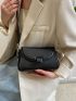 Small Square Bag Black Flap Adjustable Strap For Work