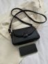 Small Square Bag Black Flap Adjustable Strap For Work