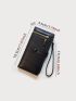 Minimalist Long Wallet Zipper Snap Button Brown