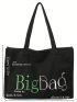 Polyamide Shopper Bag Letter Embroidered