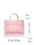 PVC Square Bag Hollow Out Solid Color, Clear Bag Trendy & Waterproof