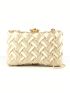 Mini Satin Box Bag Rhinestone Decor Braided Detail Chain, Perfect Bride Purse For Wedding, Prom & Party Events