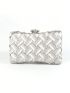 Mini Satin Box Bag Rhinestone Decor Braided Detail Chain, Perfect Bride Purse For Wedding, Prom & Party Events