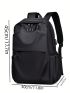 Medium Functional Backpack Zip Front Side Pocket Black