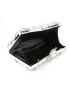 Mini Satin Box Bag Rhinestone Decor Braided Detail Chain, Perfect Bride Purse For Wedding, Prom & Party Events