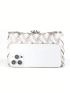 Mini Satin Box Bag Rhinestone Decor Braided Detail Chain, Perfect Bride Purse For Wedding, Prom & Party Events