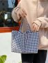 Fabric Shopper Bag Gingham Pattern Small