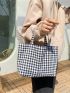 Fabric Shopper Bag Gingham Pattern Small