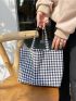 Fabric Shopper Bag Gingham Pattern Small