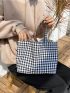 Fabric Shopper Bag Gingham Pattern Small