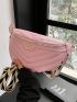 Litchi Embossed Fanny Pack Fashionable Metal Decor Zipper Adjustable Strap PU