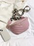 Litchi Embossed Fanny Pack Fashionable Metal Decor Zipper Adjustable Strap PU