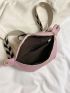 Litchi Embossed Fanny Pack Fashionable Metal Decor Zipper Adjustable Strap PU