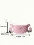 Litchi Embossed Fanny Pack Fashionable Metal Decor Zipper Adjustable Strap PU