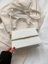 White Square Bag Elegant Top Handle Flap PU