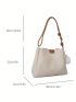 Beige Bucket Bag With Inner Pouch Fashionable Magnet PU