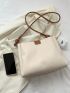 Beige Bucket Bag With Inner Pouch Fashionable Magnet PU