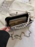 Small Square Bag Glamorous Rhinestone & Faux Pearl Decor Kiss Lock Chain PU