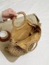 Large Straw Bag Vacation Top Ring Zipper Circle Bag