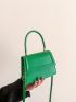 Mini Square Bag Elegant Top Handle Flap PU