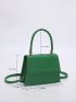 Mini Square Bag Elegant Top Handle Flap PU