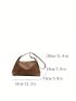 Khaki Hobo Bag Letter & Litchi Embossed Zipper PU